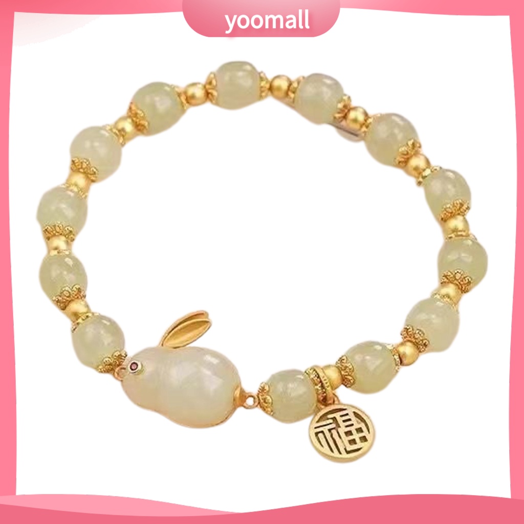 [YM] Vòng Đeo Tay Hạt Ngọc Bích Hetian Co Giãn Tốt KiểU Trung Hoa Thời Trang Thoải Mái Mặc Trang Sức