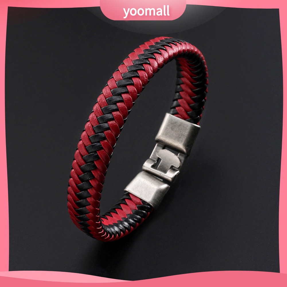 Vòng Tay Giả Da Bện Dây Khóa Trang Sức Thời Trang Cho Nam Nữ