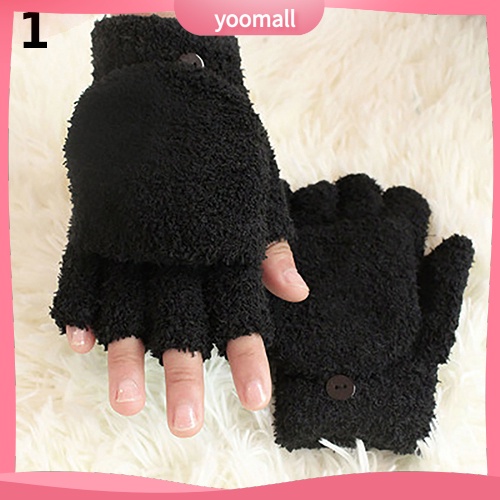 Găng Tay Lông Cừu San Hô Mềm Mại Giữ Ấm Cổ Tay Không Ngón Thời Trang Cho Nữ