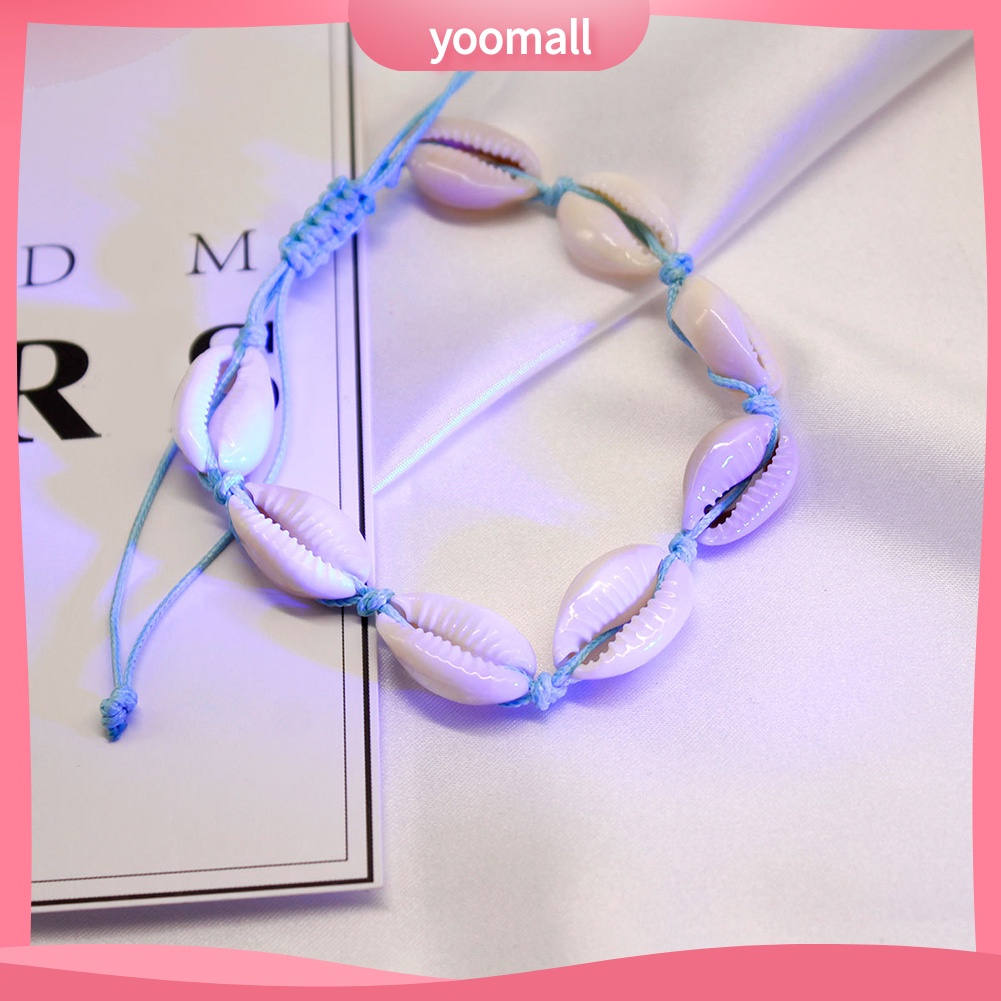 Lắc Chân Bện Dây Đính Vỏ Sò Thủ Công Thời Trang Đi Biển Cho Nữ