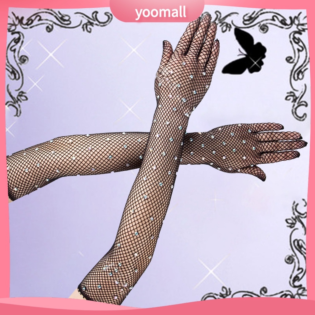 1 Đôi Găng Tay Lưới Đính Đá Thời Trang Cho Nữ