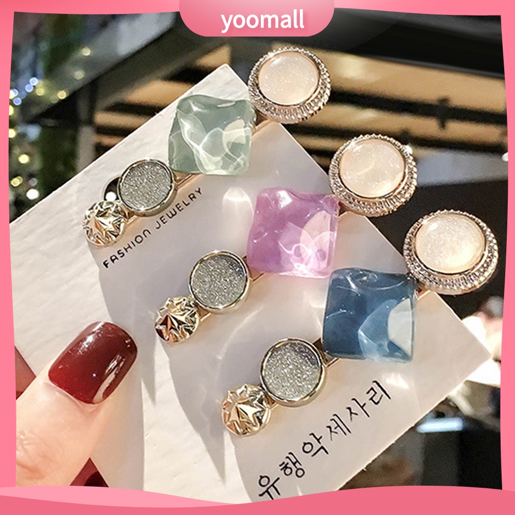 Kẹp Tóc Nữ Hình Tròn / Vuông Kiểu Dáng Thời Trang