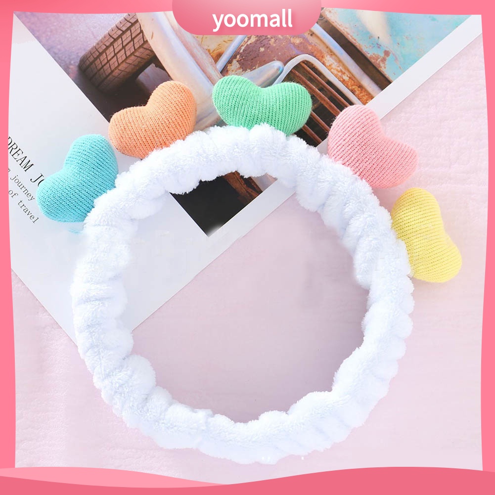 Băng Đô Rửa Mặt / Trang Điểm Co Giãn Mềm Mại Hình Trái Tim Dễ Thương Cho Nữ