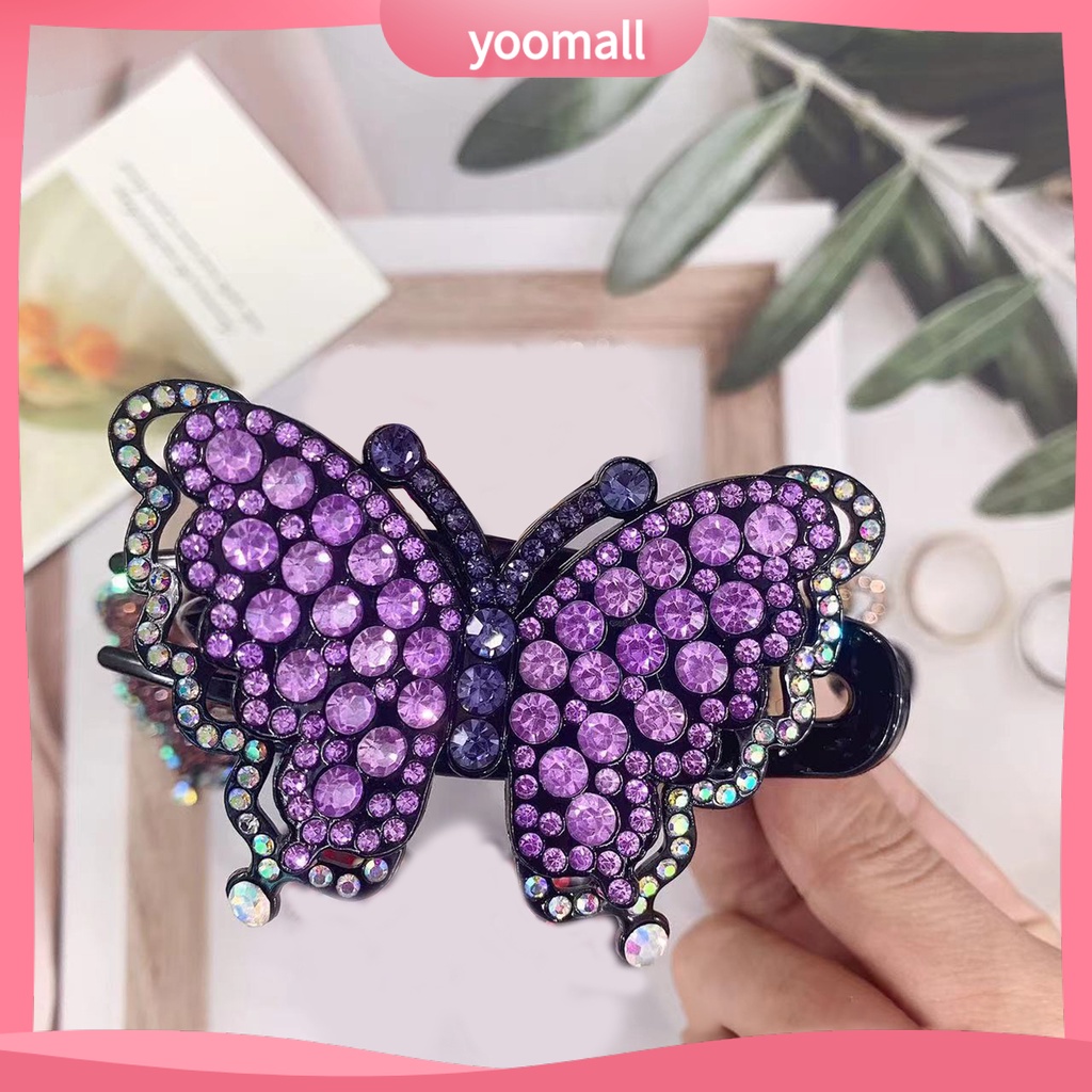 Kẹp Tóc Hình Bướm Đính Đá Nhiều Màu Chống Trượt Trọng Lượng Nhẹ