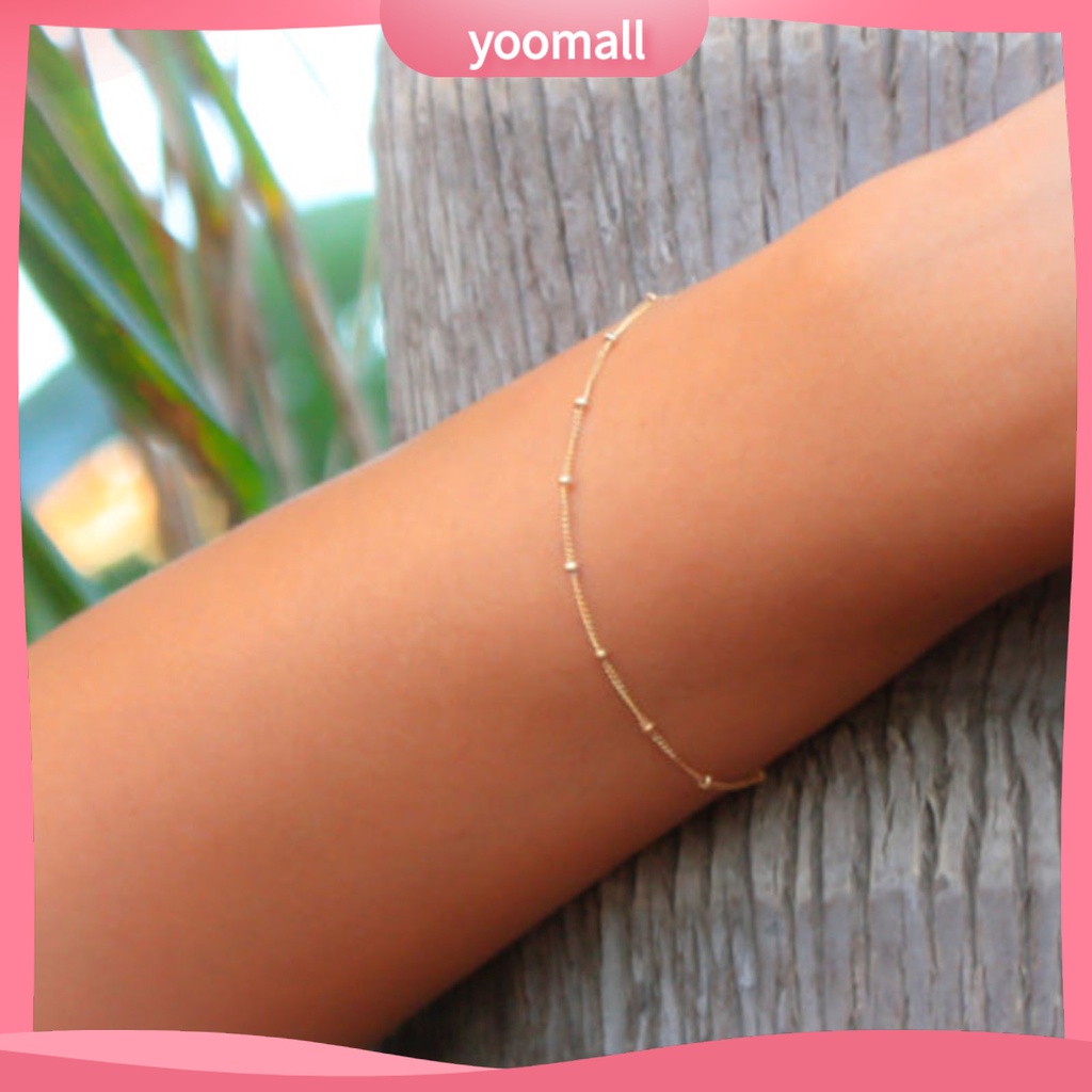 [YM] Vòng Tay Chuỗi Hạt Nhỏ Màu Trơn Chống Mài Mòn Mặc Hàng Ngày Cho Nữ