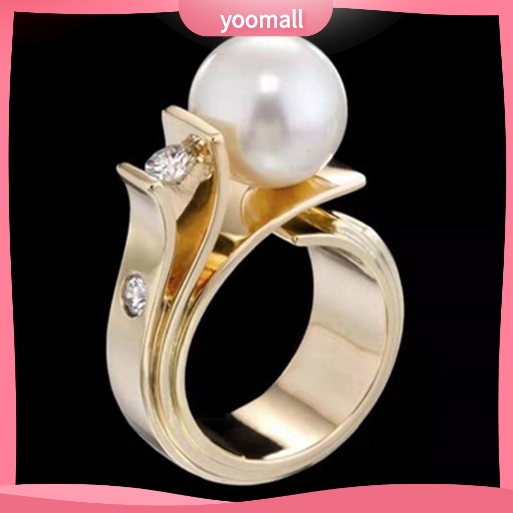 Nhẫn Đính Hôn Đính Ngọc Trai Nhân Tạo Thời Trang Dành Cho Nữ