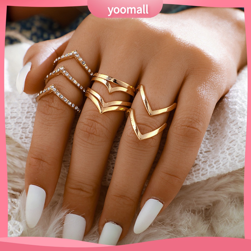 Set 5 / 8 Nhẫn Hở Đính Ngọc Trai Nhân Tạo Phong Cách Bohemian