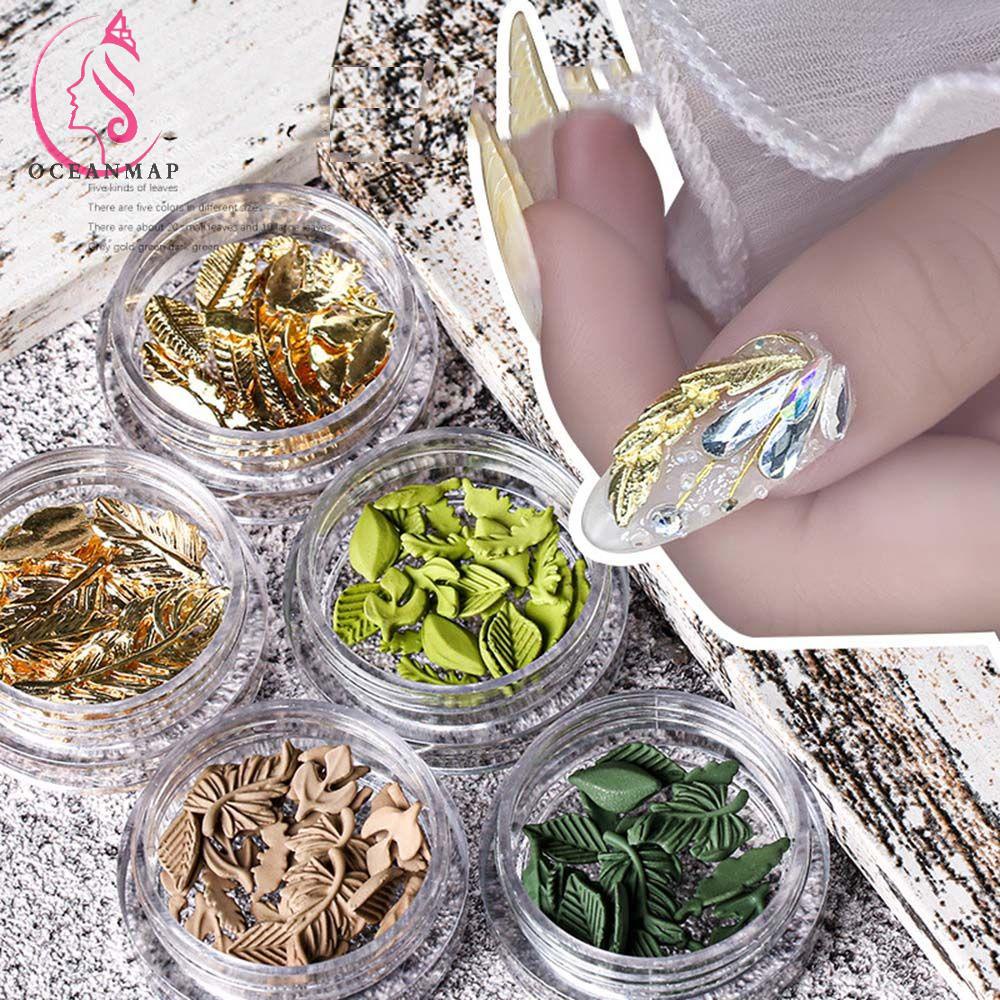 OCEANMAP Miếng Dán Trang Trí Móng Tay Hình Lá Cây Phong Cách Nhật Bản