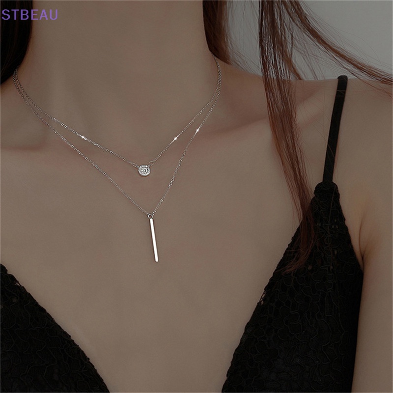 Vòng cổ Bạc Mặt Hình Vuông Đơn Giản Thời Trang Cho Nữ