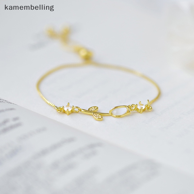 Kamembelling Vòng Tay Chuỗi Hạt Đá Opal Màu Vàng Họa Tiết Hoa Tulip Đơn Giản Thời Trang Cho Nữ