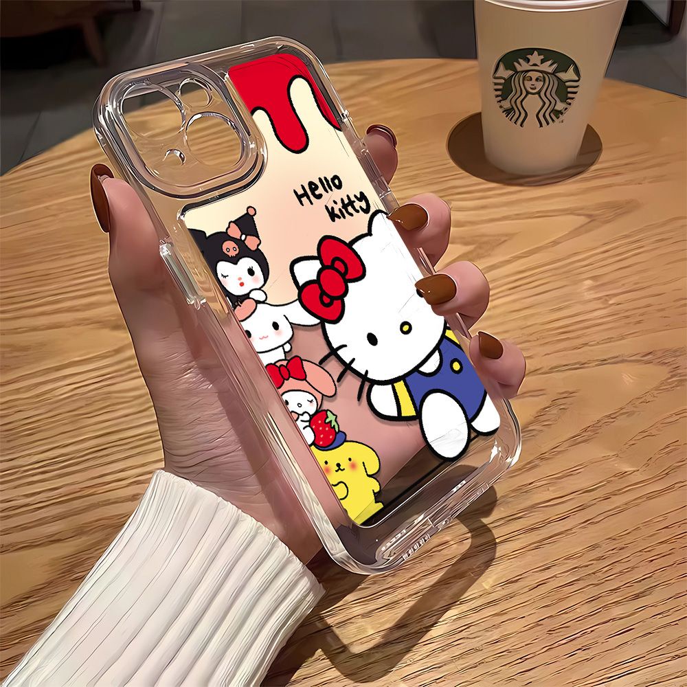 Ốp Điện Thoại Dẻo Họa Tiết Hoạt Hình Hello Kitty Dễ Thương Chống Sốc Cho iPhone14Promax7 8p 13 11 12