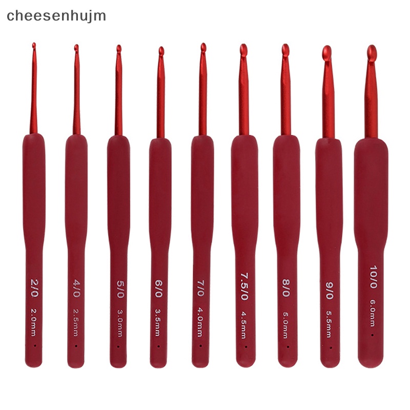 1 Móc Đan Len Thủ Công Bằng Nhôm Và Silicon Màu Đỏ 2 / 2.5 / 3 / 3.5 / 4 / 4.5 / 5 / 5.5 / 6mm