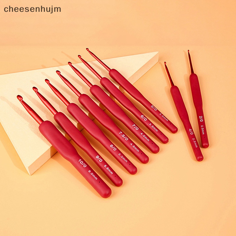 1 Móc Đan Len Thủ Công Bằng Nhôm Và Silicon Màu Đỏ 2 / 2.5 / 3 / 3.5 / 4 / 4.5 / 5 / 5.5 / 6mm