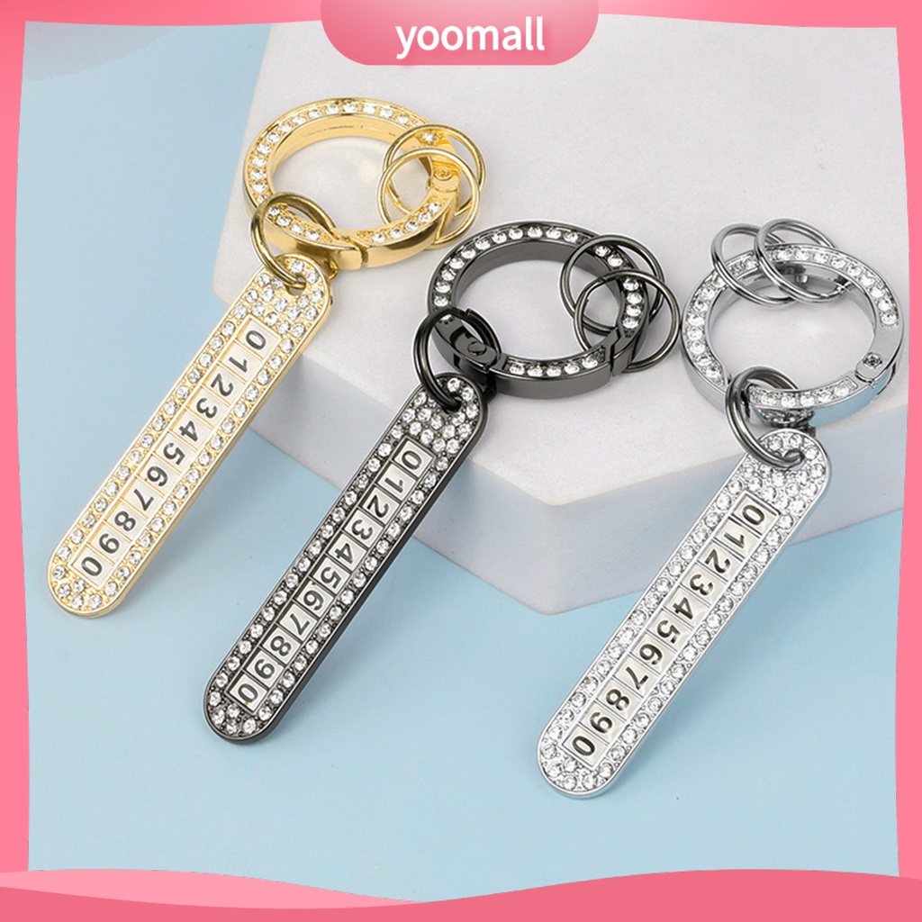 Móc Khóa Dạng Lò Xo Nén Bằng Hợp Kim Kẽm Hai Mặt Đính Đá Đa Năng