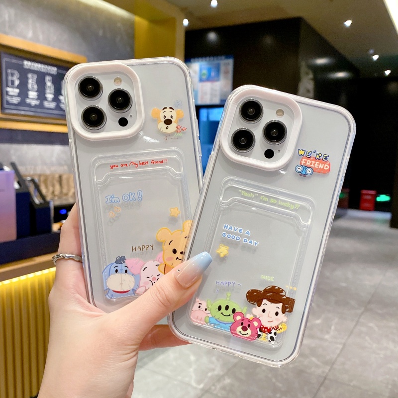 Ốp Điện Thoại Cứng Trong Suốt 3 Trong 1 Chống Sốc In Hình Hoạt Họa Winnie The Pooh Cho iPhone 14 13 12 11 Pro Max 14 Plus