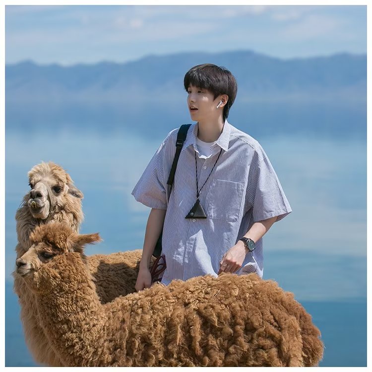 Áo Sơ Mi Tay Lửng Dáng Rộng Màu Trơn Phong Cách Thời Trang Nhật Bản Mới