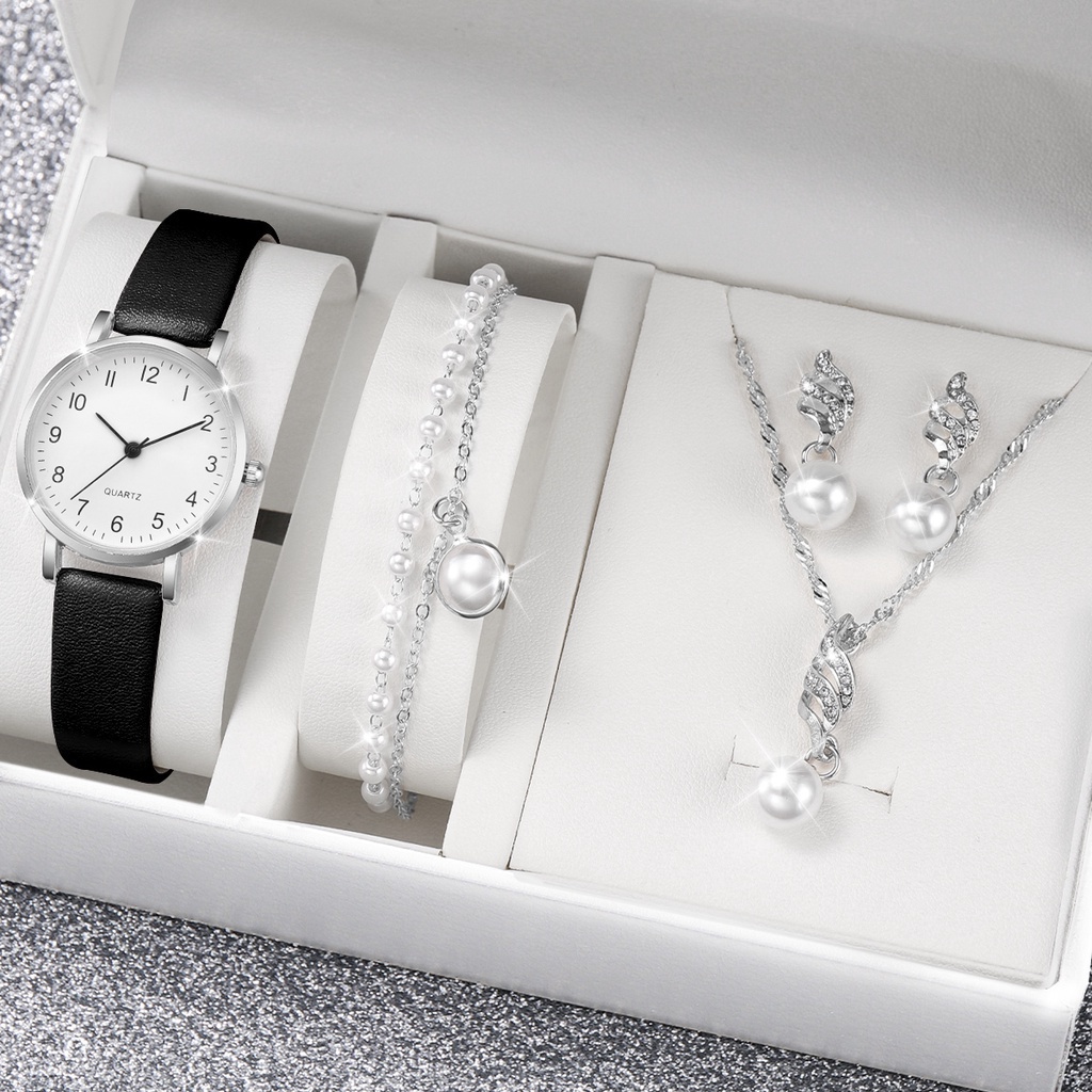 Đồng Hồ Quartz Nữ Dây Da Mặt Đính Hột Xoàn Thời Trang