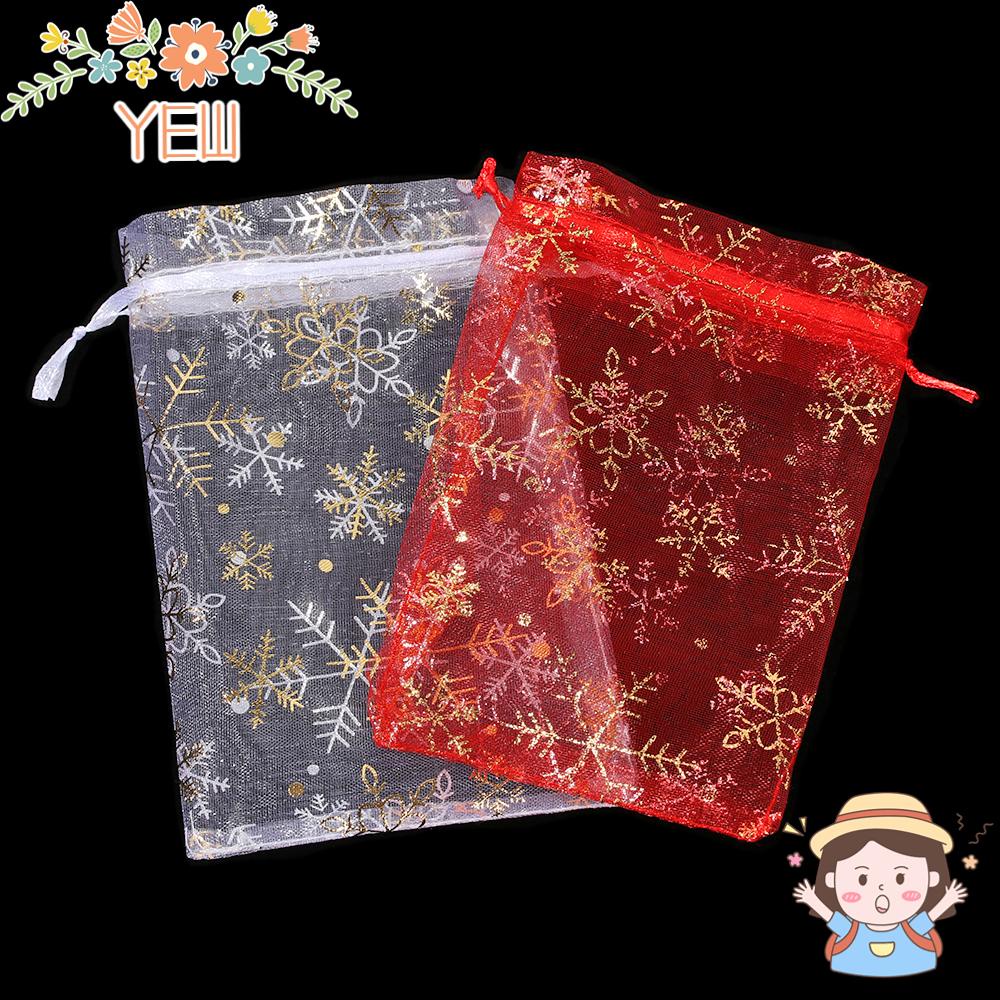 Set 50 Túi Đựng Quà Thiết Kế Bông Tuyết Đỏ / Trắng 4 Kích Cỡ Tiện Dụng