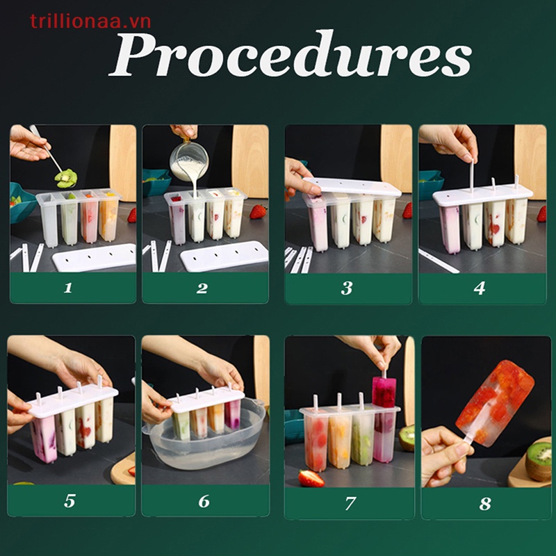 Khuôn Làm Kem Que Có Nắp Đậy Tiện Dụng Cho Nhà Bếp DIY