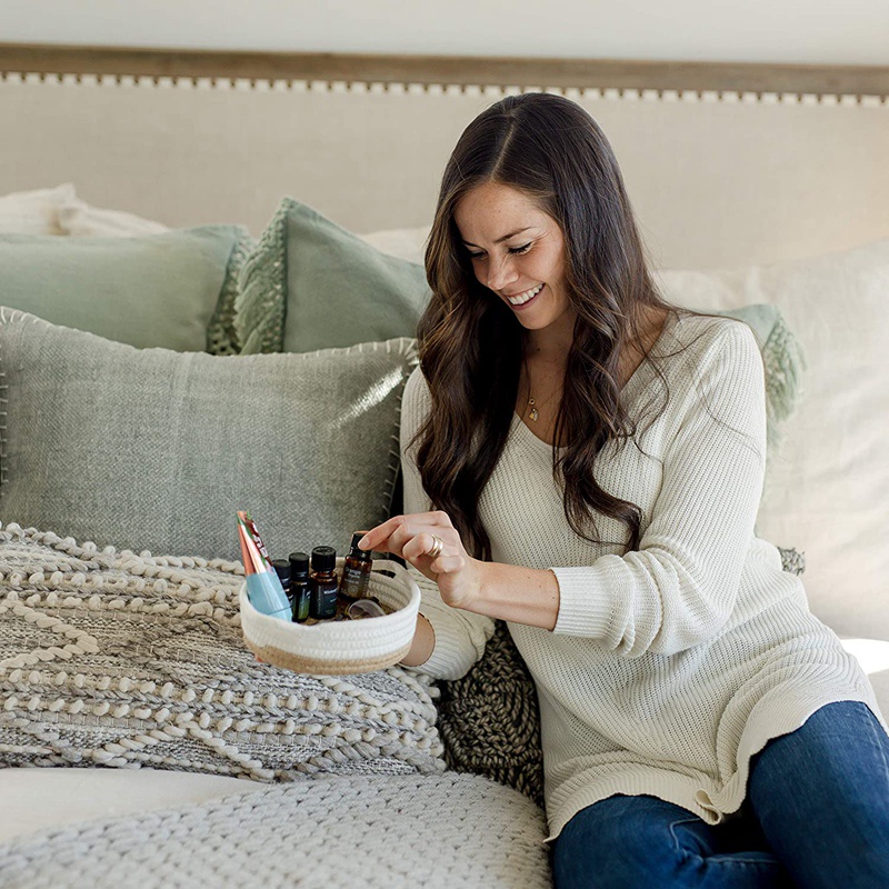 Set 5 Giỏ Tròn 100% Cotton Tự Nhiên Đựng Đồ Chơi Cho Bé