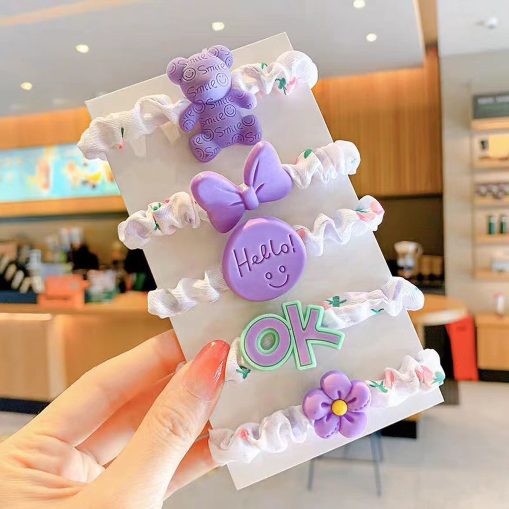 Dây Buộc Tóc Cao Su Hình Gấu Hoạt Hình Dễ Thương Cho Bé Gái