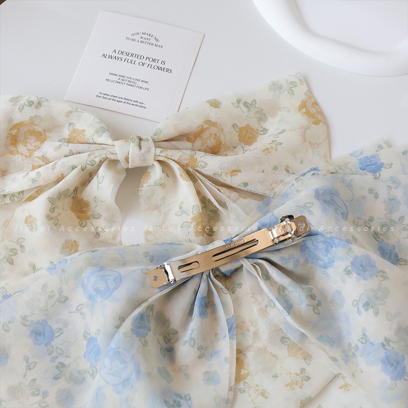 Kẹp Tóc Nơ Vải Tuyn Cỡ Lớn Phong Cách Hàn Quốc