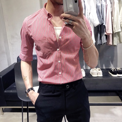 Áo Sơ Mi Nam Tay Lửng Dáng Ôm Phong Cách Hàn Quốc Thời Trang Mùa Hè 5