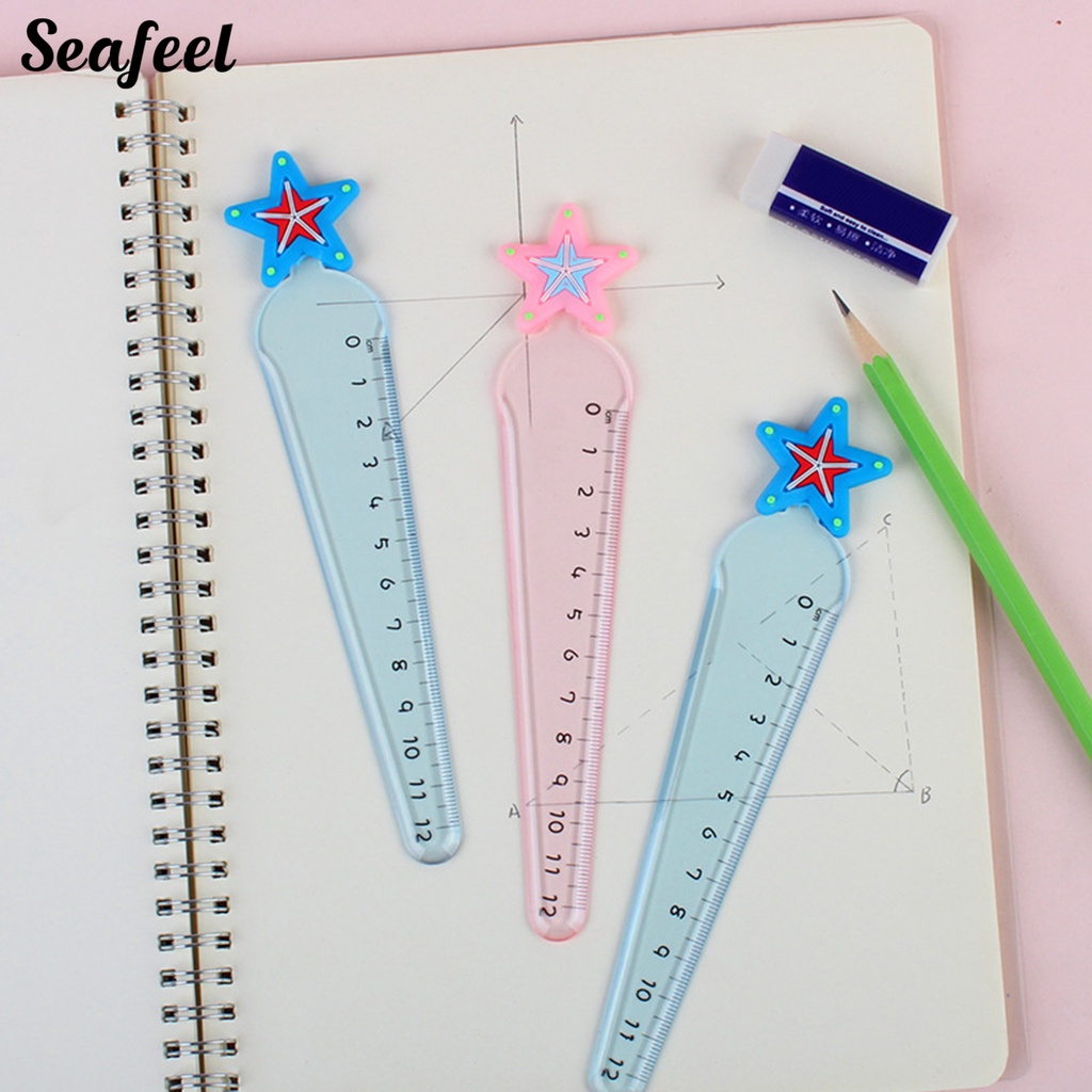 Bộ 2 Thước Thẳng Trong Suốt Chống Trượt Cho Học Sinh