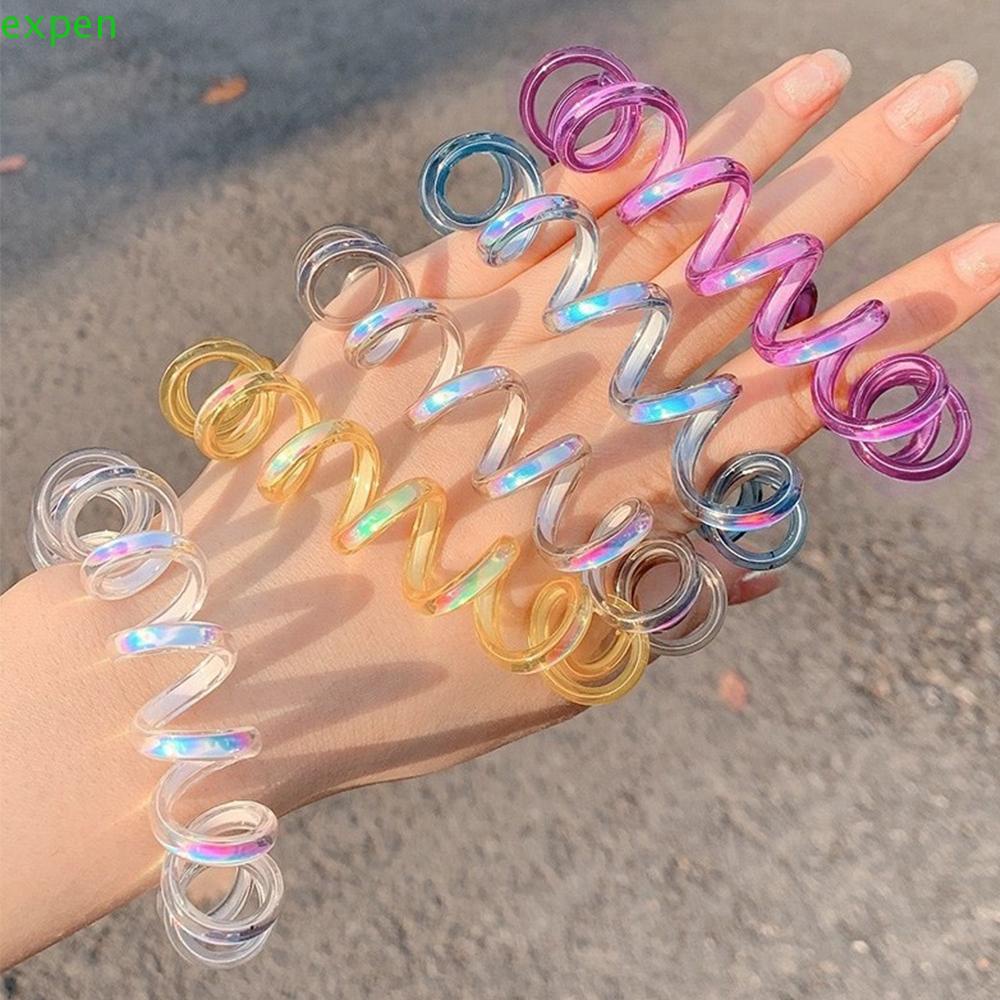 EXPEN Dây Buộc Tóc Đuôi Ngựa Dạng Xoắn Ốc Nhiều Màu Sắc Đơn Giản Cho Nữ Giá Đỡ