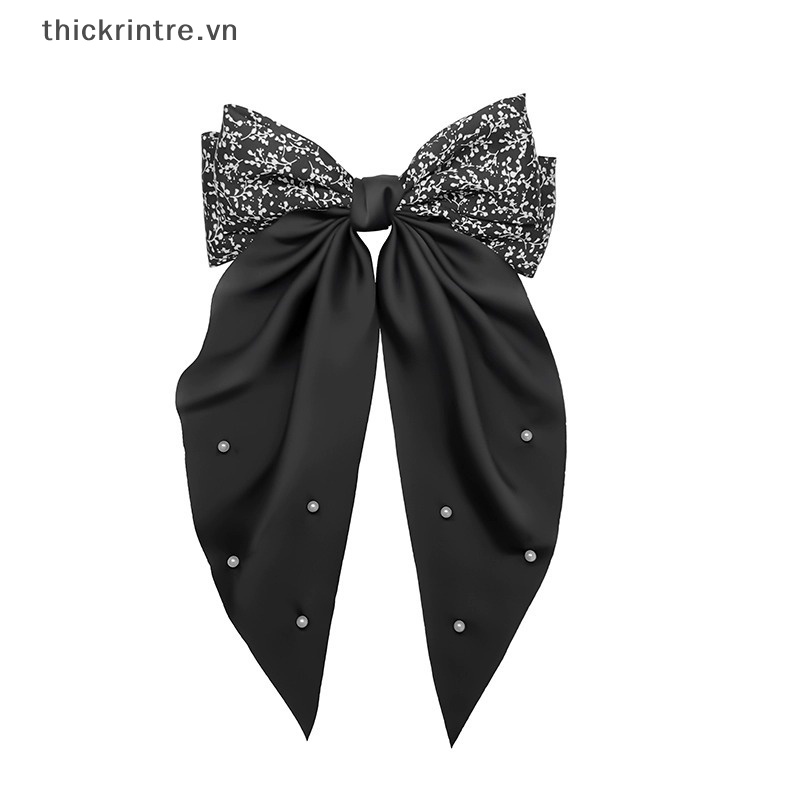 Kẹp Tóc Hình Nơ Đính Ngọc Trai Phong Cách Retro Cho Nữ