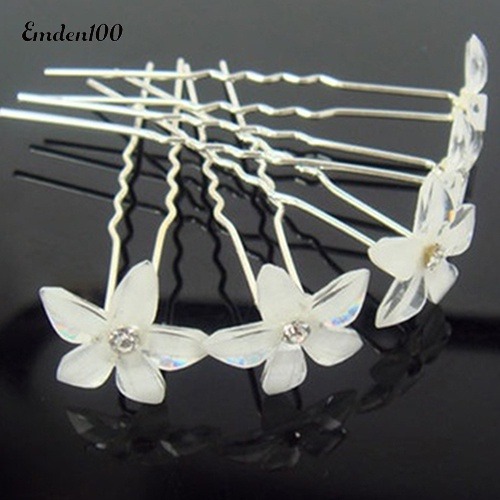 Bộ 20 Trâm Cài Tóc Chữ U Hoạ Tiết Hoa Trắng Dành Cho Cô Dâu