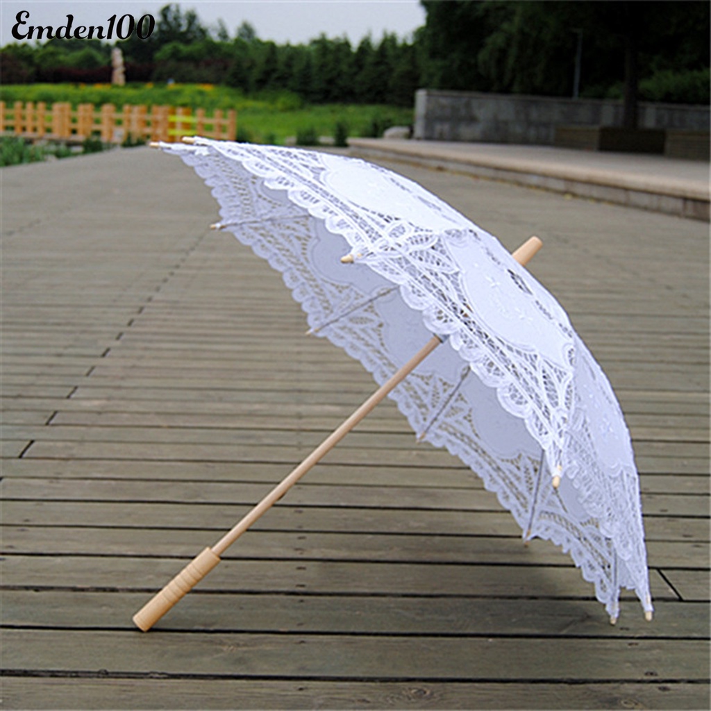 Dù Che Nắng Vải Cotton Phối Ren Hoa Đa Năng Dùng Làm Đạo Cụ Chụp Ảnh