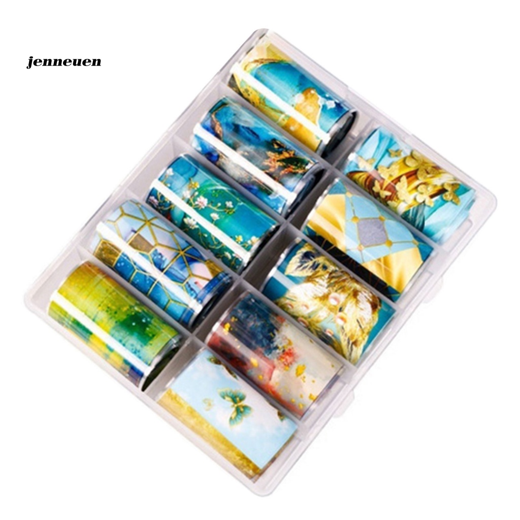 Hộp 10 Cuộn Nhãn Dán Móng Tay Nhiều Màu Sắc Tinh Tế