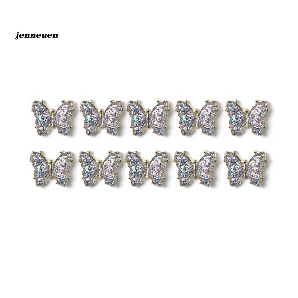 Bộ 10 Móng Tay Giả Bằng Hợp Kim Hình Bướm Dùng Trang Trí Nghệ Thuật