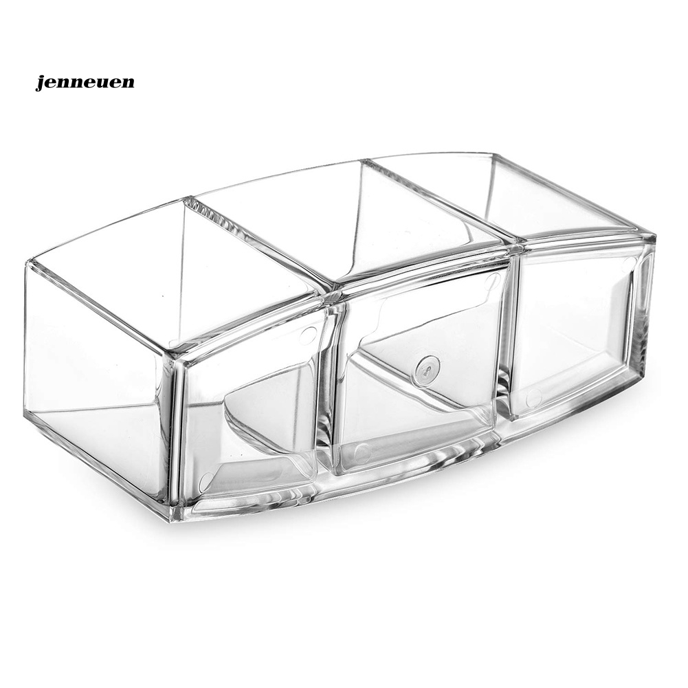 Giá Đỡ Cọ Trang Điểm 3 Ngăn Bằng Acrylic Trong Suốt Tiện Dụng