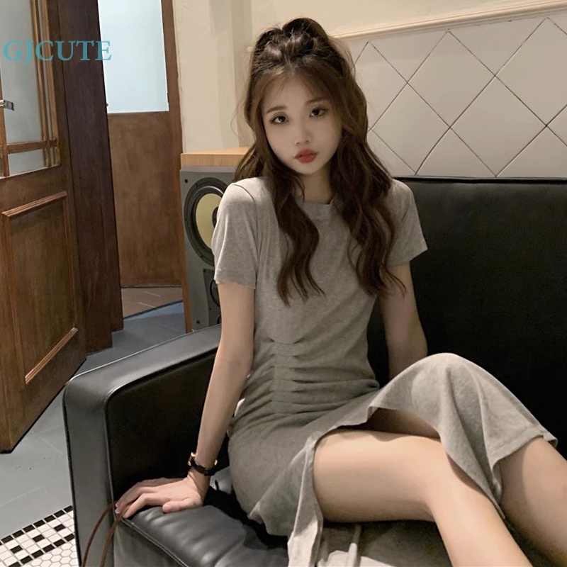 Đầm Midi Màu Trơn Xẻ Tà Eo Cao Gợi Cảm Thời Trang Mùa Hè Cho Bạn Gái