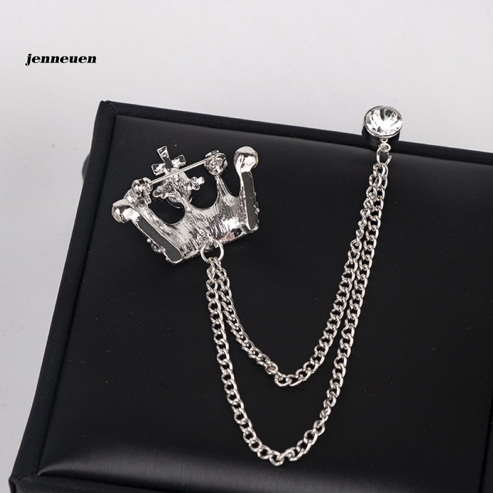 Trâm Cài Áo Hình Vương Miện Phối Dây Xích Tua Rua Phong Cách Cổ Điển Thời Trang Cho Nam Và Nữ