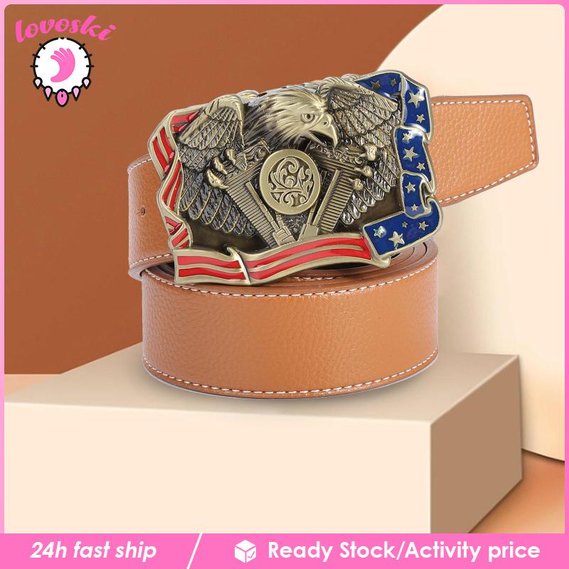 Thắt Lưng Da PU 38mm Có Lỗ Thời Trang Phương Tây Cho Nam Nữ