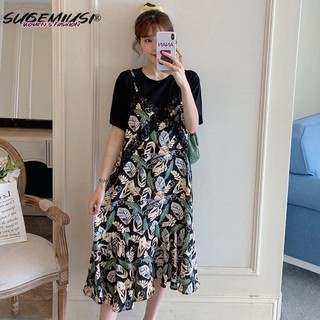 Sugemiusi Fat Sister Đầm Voan Dáng Rộng Giả Hai Mảnh Phong Cách Hàn Quốc Thời Trang Mùa Hè Mới Dành Cho Bạn Nữ