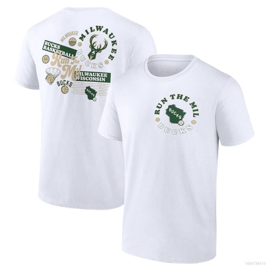 Áo thun ngắn tay in hình Jay NBA Bucks màu trắng quá khổ thích hợp để chơi bóng rổ nam nữ S-5XL