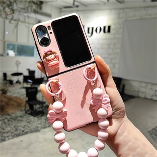 Bao Da Điện Thoại Nắp Lật Đính Hạt Và Nơ Kiểu Hàn Quốc Cho oppo find n2 flip findn2 flip find n2 flip n3