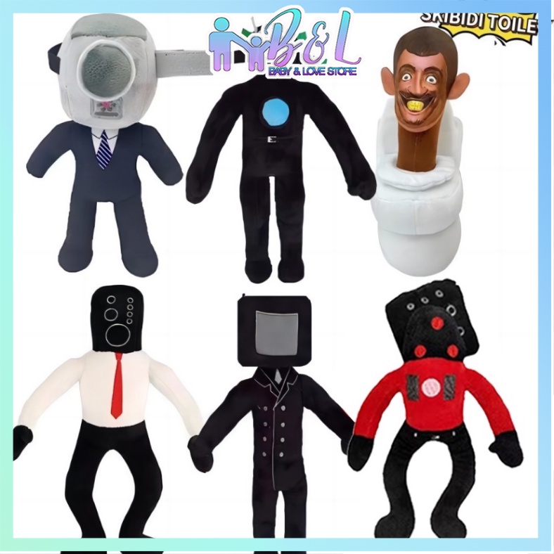 Đồ Chơi Búp Bê Nhồi Bông Hình Skibidi Kinh Dị Camara Titan TV Quà Tặng Halloween Cho Trẻ Em 27cm