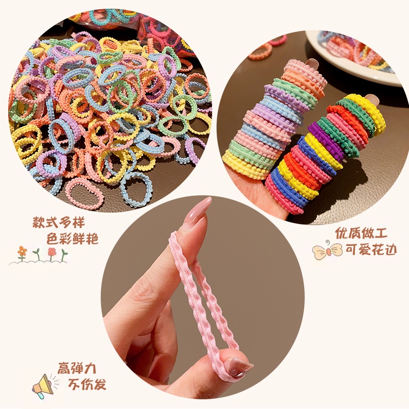 Dây Buộc Tóc Cao Su Bản Rộng Co Giãn Không Đau Ngọt Ngào Cho Bé Gái