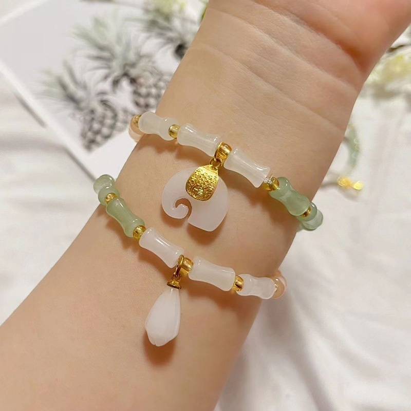 Vòng Tay Hạt Gỗ Tre Nhiều Màu Phong Cách Trung Hoa Mới