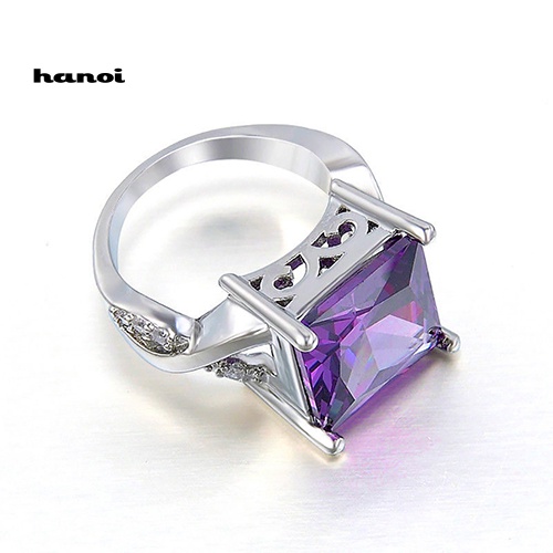 Nhẫn Đính Hôn Mặt Vuông Đính Đá Thời Trang Cho Nữ