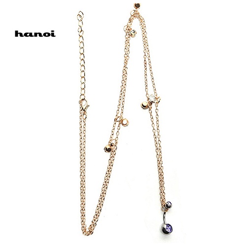 Khuyên Rốn Phối Dây Xích Đính Đá Thời Trang Cho Nữ