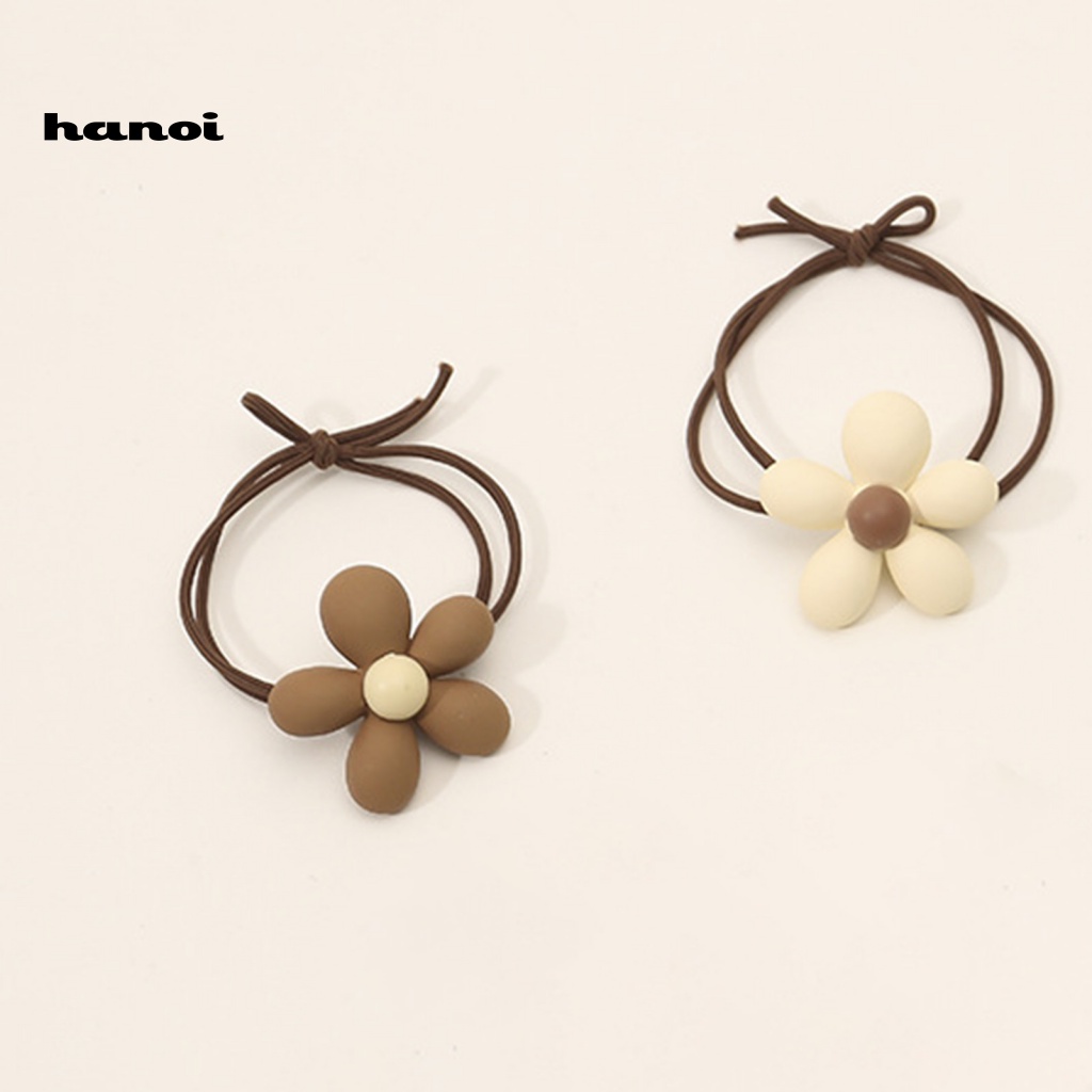 Dây Cột Tóc Co Giãn Mặt Nhám Đính Hoa Hoạt Hình Dễ Thương