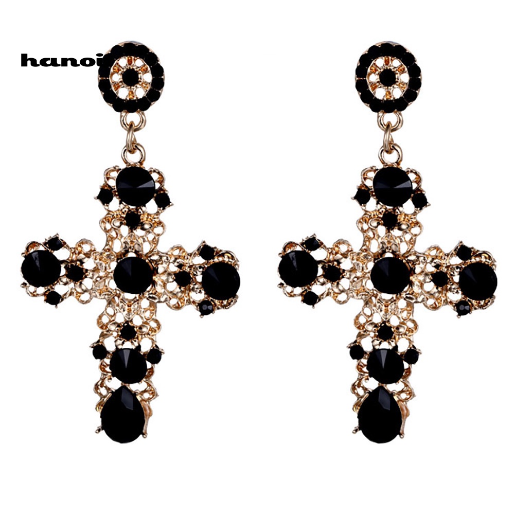 Bông Tai Thánh Giá ĐíNh Kim Cương Giả Phong CáCh Cổ ĐiểN