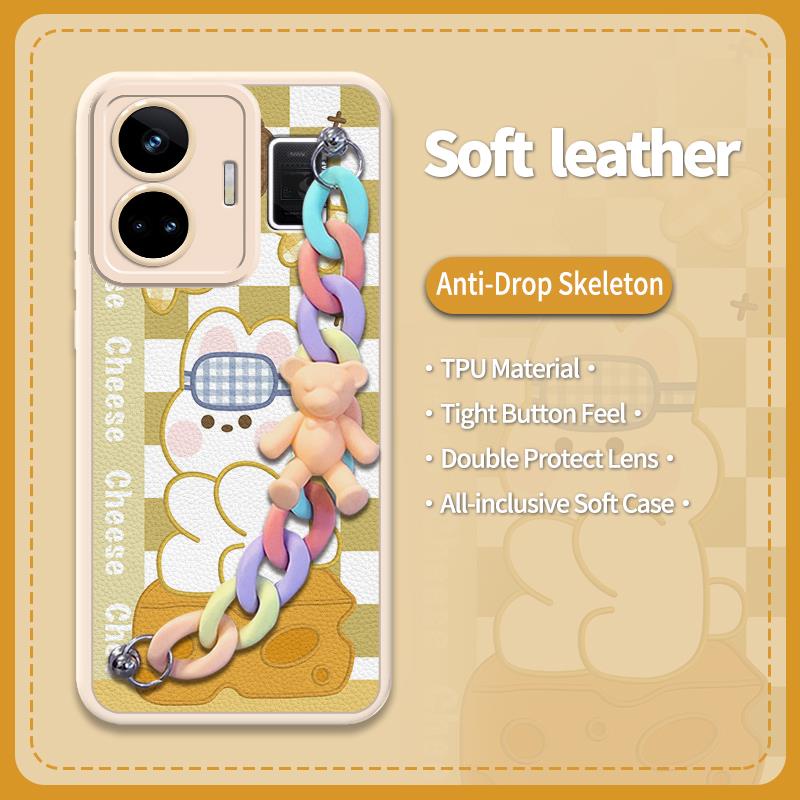 Raised lens Solid color Phone Case For OPPO Realme GT NEO5/240W/Realme GT3 cute Cartoon Nordic wind Liquid silicone shell