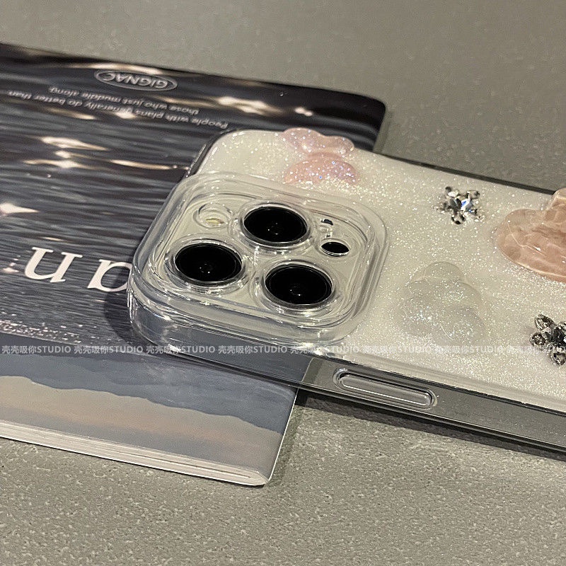 Ốp Điện Thoại Họa Tiết Đám Mây / Bướm / Trái Tim Đính Đá Xinh Xắn Cho Iphone 14promax 13 14pro 13pro 14